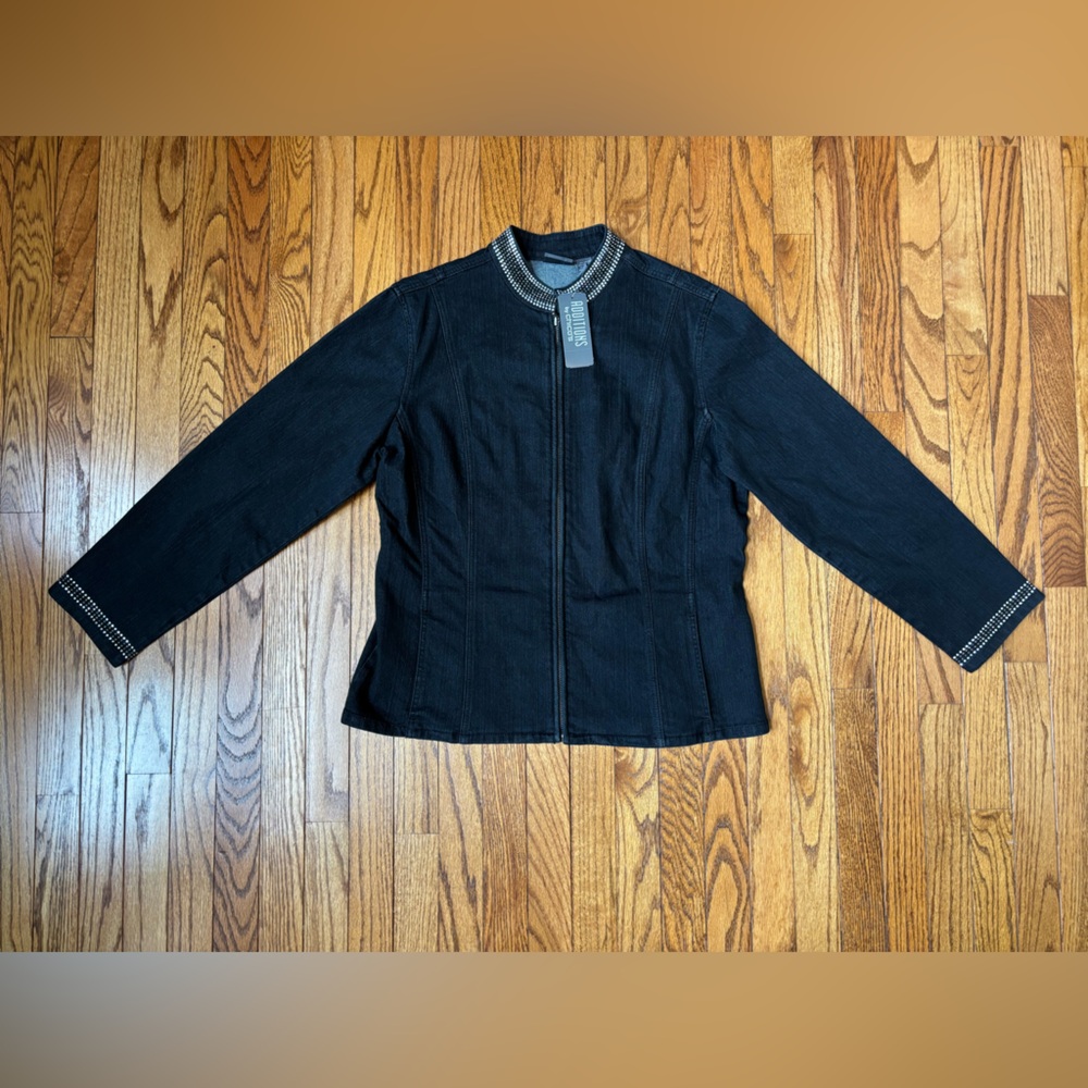 Chico’s Black Denim Zip-Up Jacket